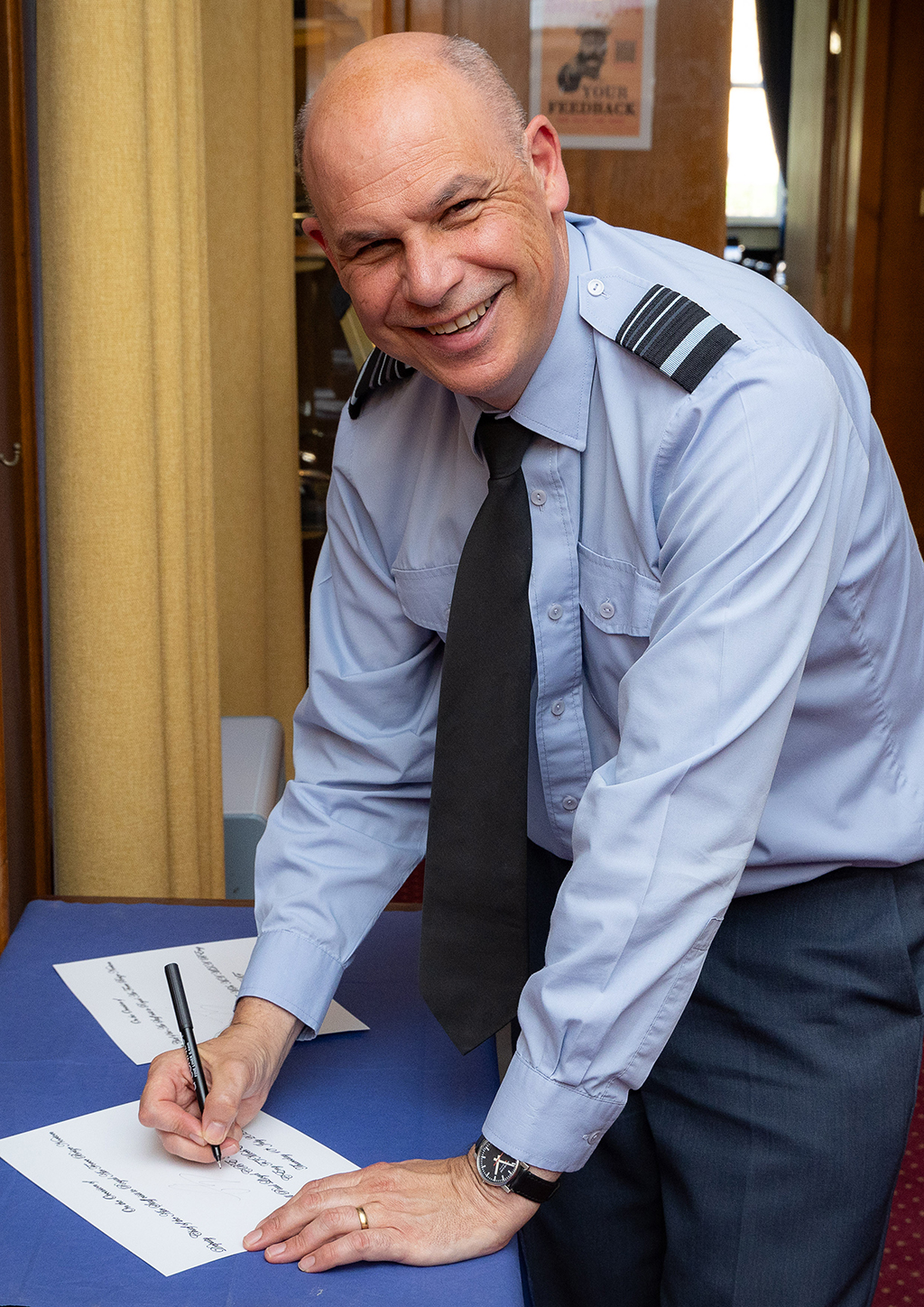 The Deputy Chief of the Air Staff, Air Marshal Paul Lloyd CBE MSc MA MDA BEng CEng FIMechE RAF, signs certificates